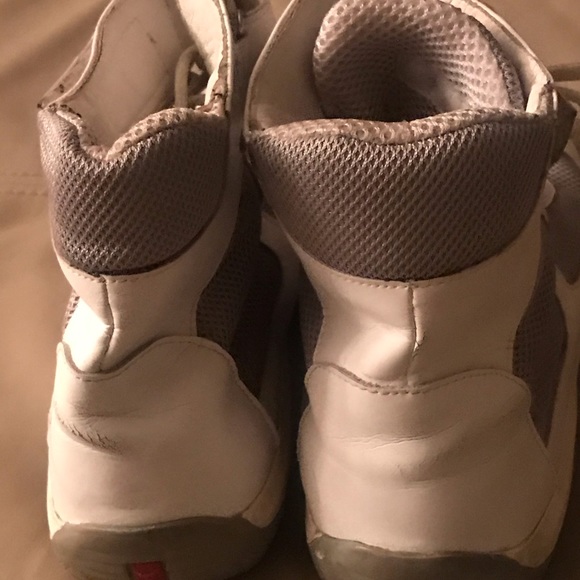 PRADA GREY & WHITE  HIGHTOP SNEAKERS - Picture 3 of 8